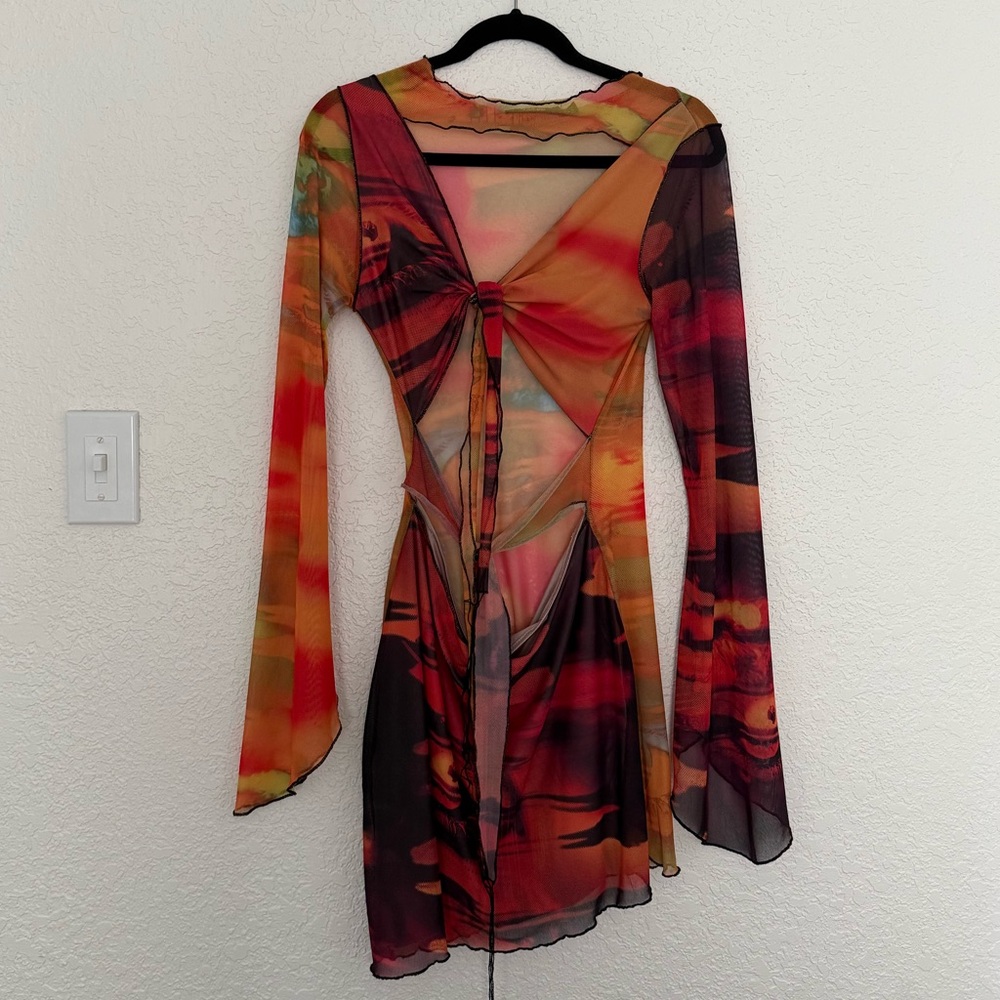 Jaded London Fiery Long Sleeve Dress